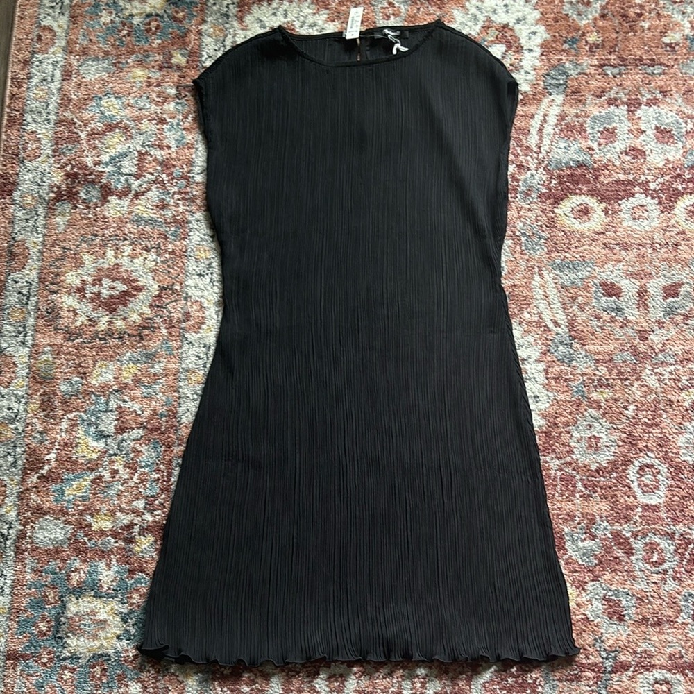 Madewell Black Plissé Mini Tee Dress Size 2